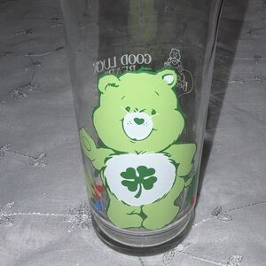 Vintage 1983 Care Bear Good Luck Bear Green Promo Glass Pizza Hut